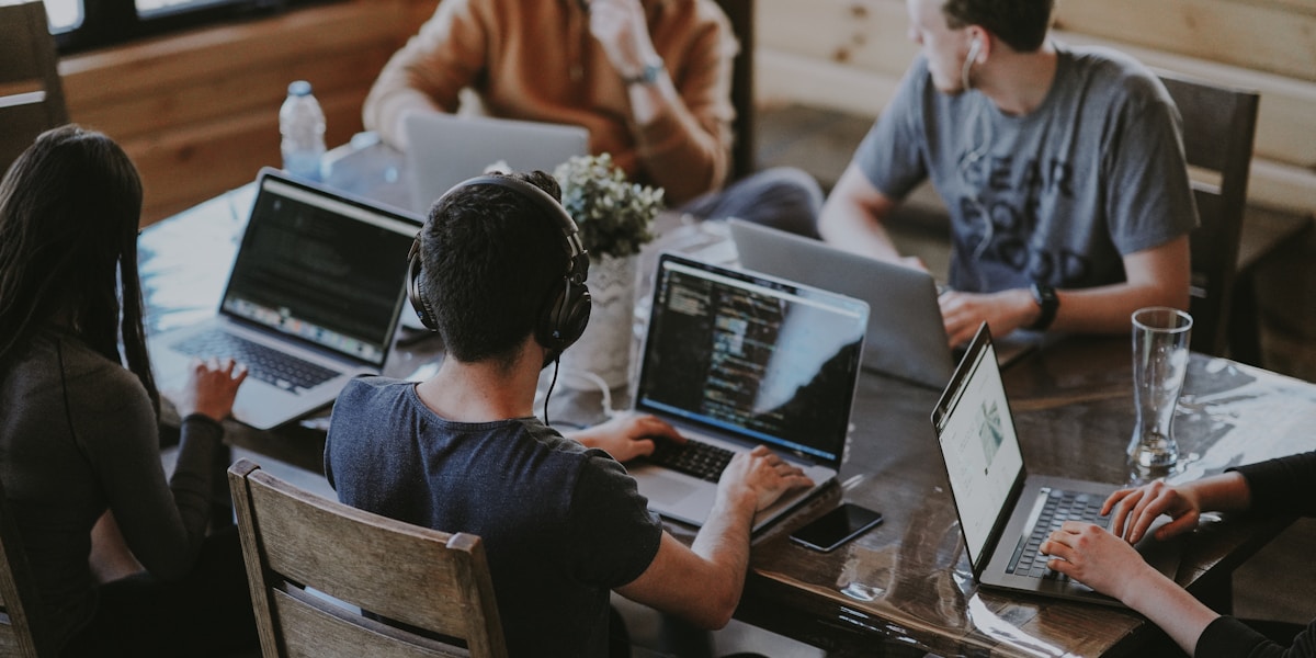 Team collaboration in modern office