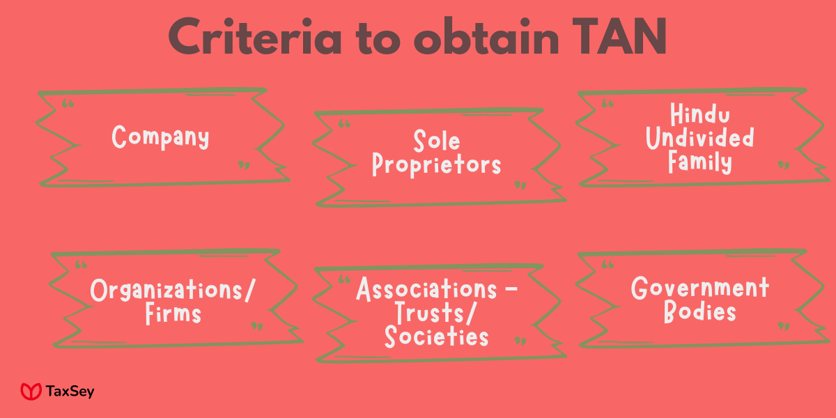 Eligibility criteria to obtain TAN